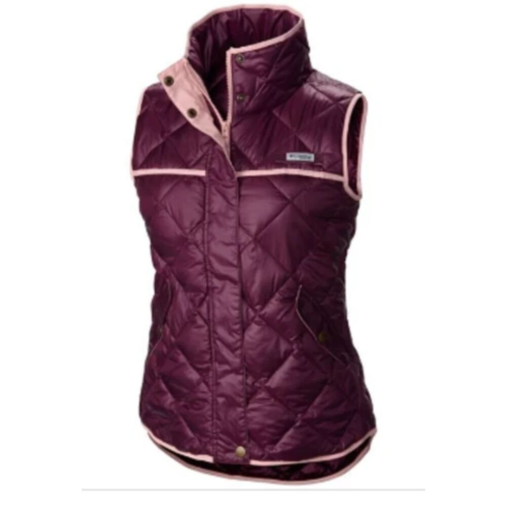 Columbia PFG Harborside Diamond Quilted Vest Purple M Full Zip Outdoor Puffer